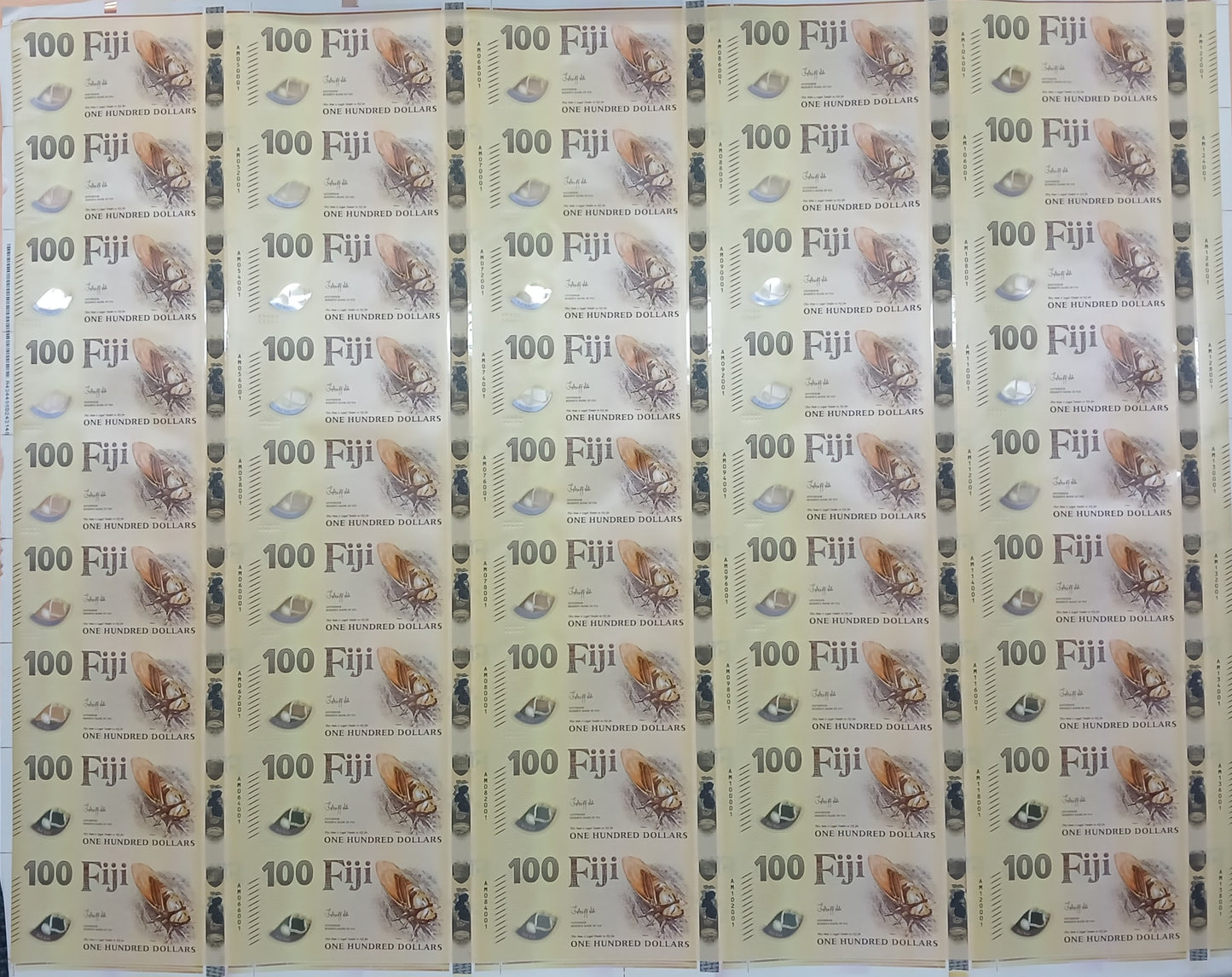 2025 New Polymer $100 Uncut Sheet (45 notes in a sheet)