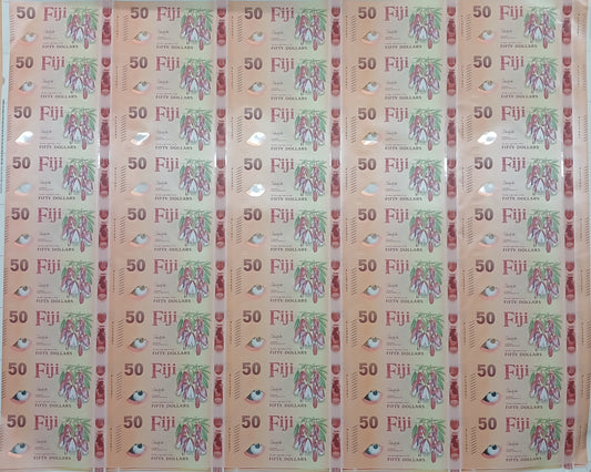 2025 New Polymer $50 Uncut Sheet (45 notes in a sheet)