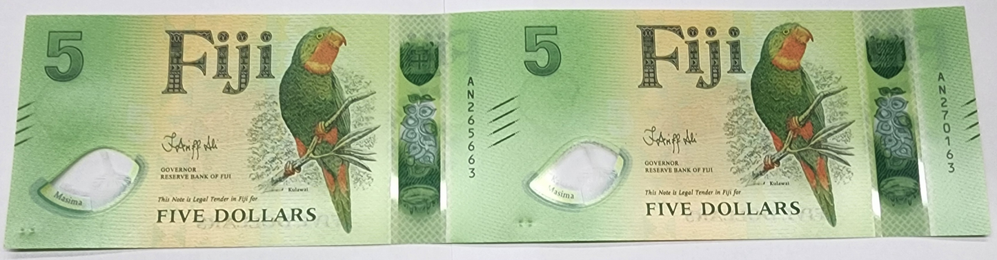 2025 New Polymer $5 Uncut Sheet (2 notes in a sheet)